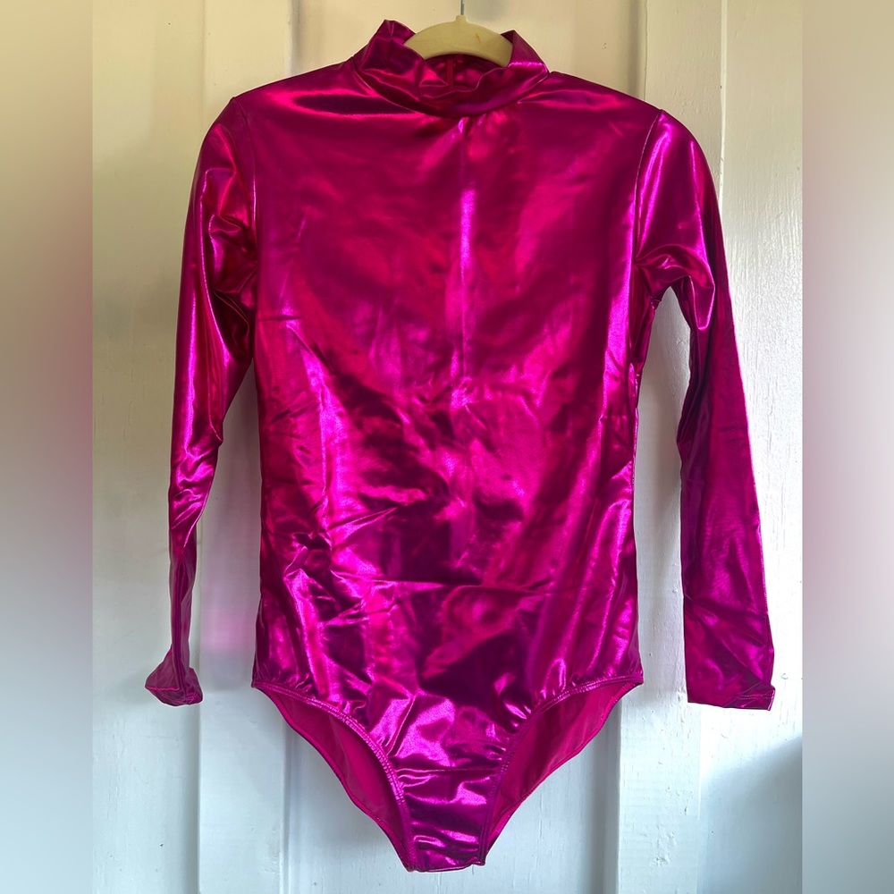 Medium Long Sleeve Mock Neck Metallic Bodysuit